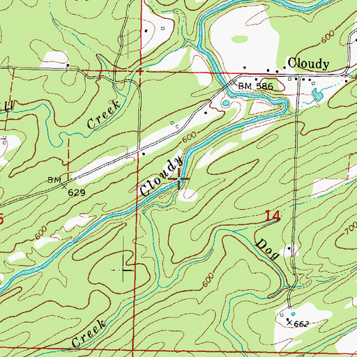 Topographic Map of Dog Creek, OK