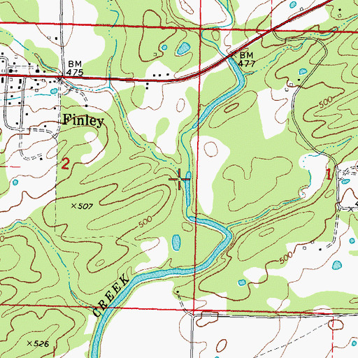 Topographic Map of Dog Creek, OK