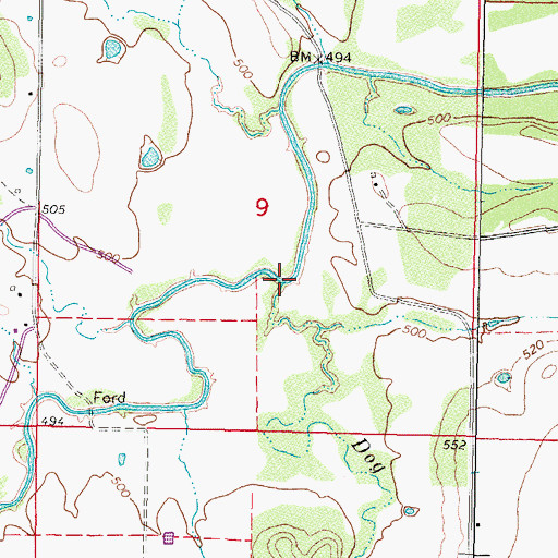 Topographic Map of Dog Creek, OK