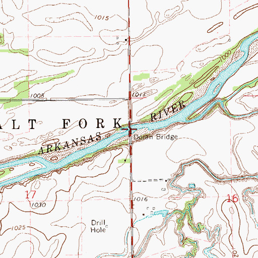 Topographic Map of Dolan Bridge, OK