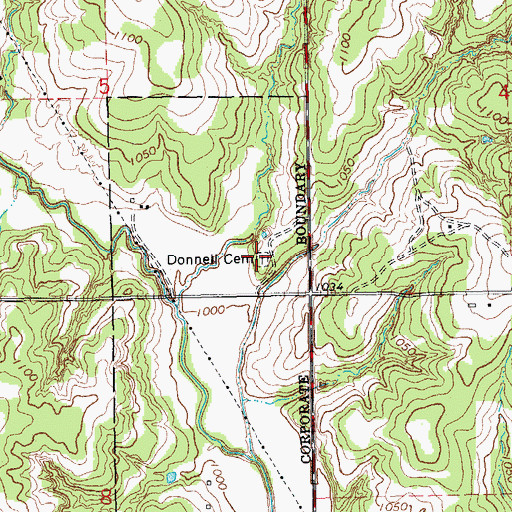 Topographic Map of Donnell Cemetery, OK