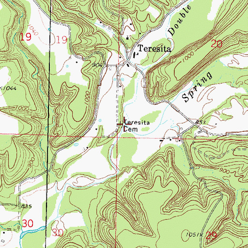 Topographic Map of Double Spring Creek, OK