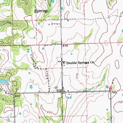 Topographic Map of Double Springs Church, OK