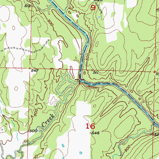 Topographic Map of Double Springs Creek, OK