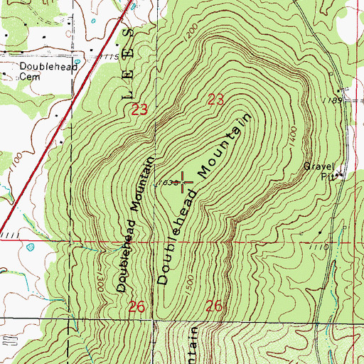 Topographic Map of Doublehead Mountain, OK