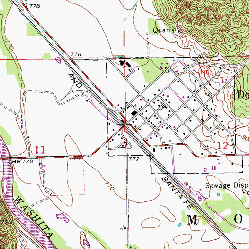 Topographic Map of Dougherty, OK
