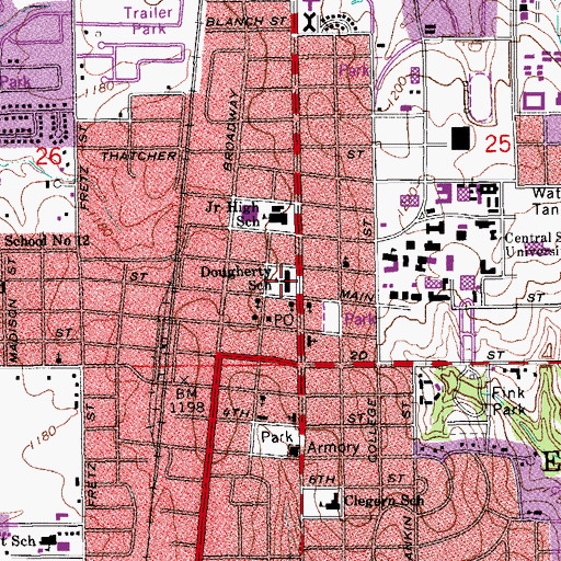 Topographic Map of Russell Dougherty Elementary School, OK