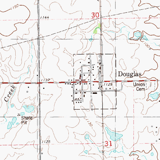 Topographic Map of Douglas, OK