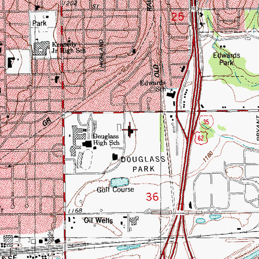 Topographic Map of Douglas Center, OK