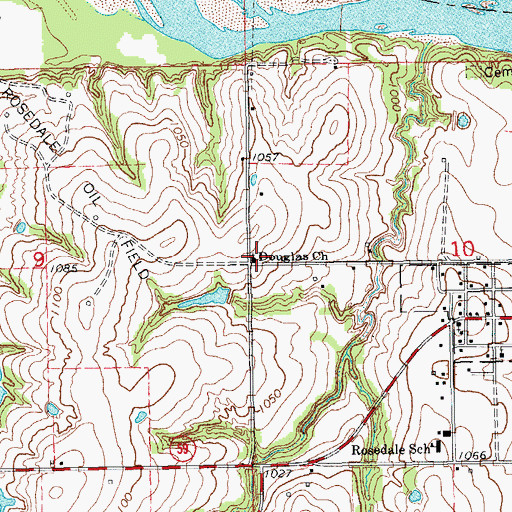 Topographic Map of Douglas Church, OK