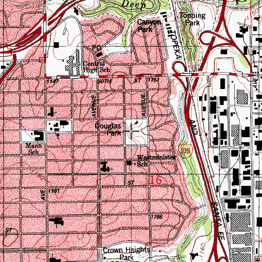 Topographic Map of Douglas Park, OK