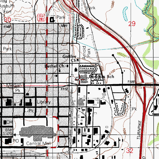 Topographic Map of Douglass Elementary School, OK