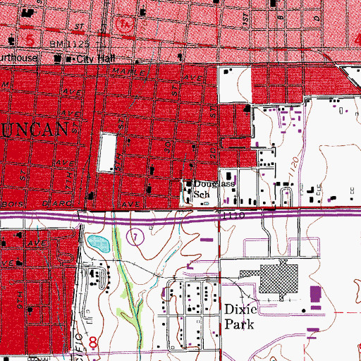 Topographic Map of Douglass School, OK