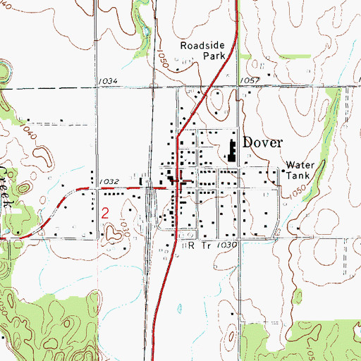 Topographic Map of Dover, OK