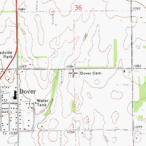 Topographic Map of Dover Cemetery, OK