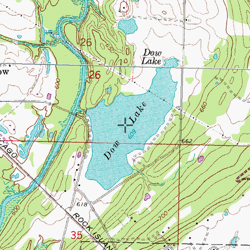 Topographic Map of Dow Lake, OK