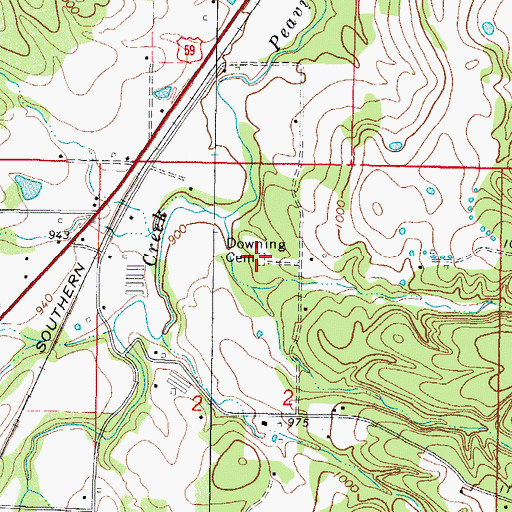 Topographic Map of Terrell Cemetery, OK