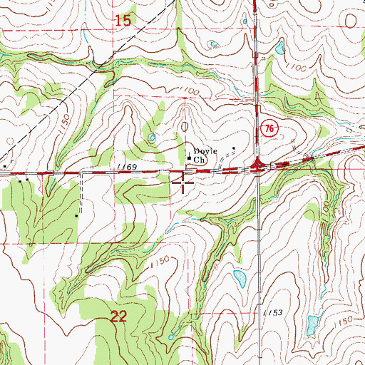 Topographic Map of Doyle Church, OK