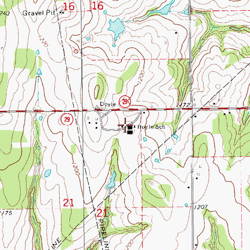Topographic Map of Doyle School, OK