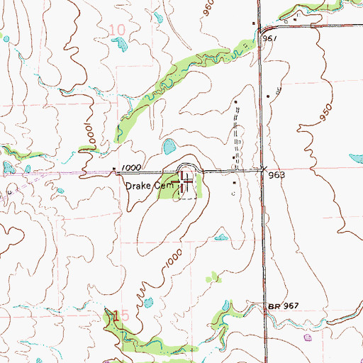 Topographic Map of Drake Cemetery, OK