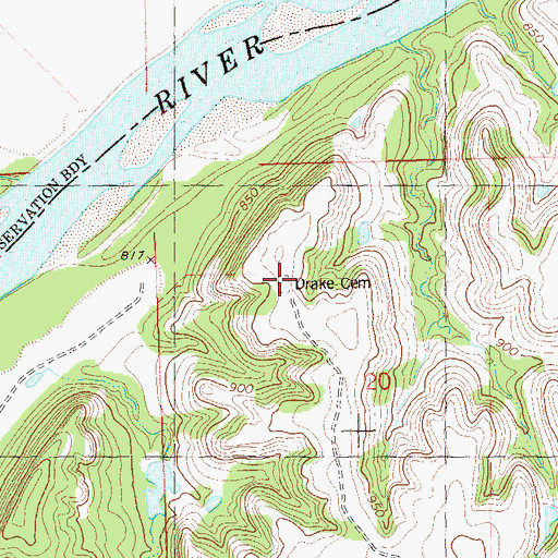 Topographic Map of Drake Cemetery, OK
