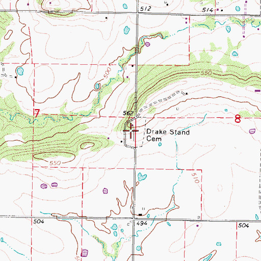 Topographic Map of Drake Stand Cemetery, OK
