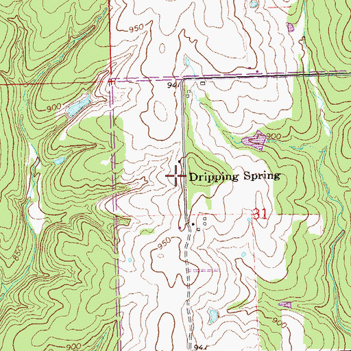 Topographic Map of Dripping Spring, OK
