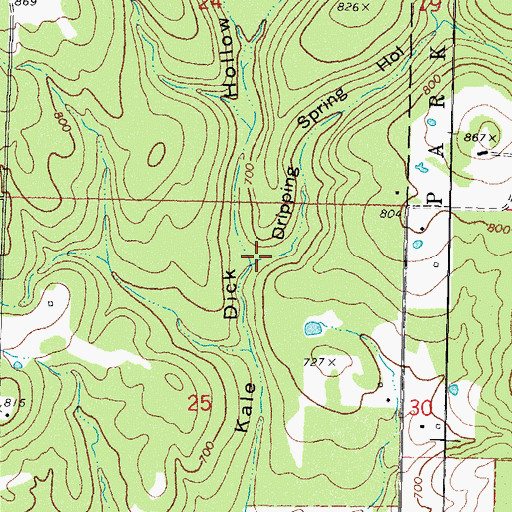 Topographic Map of Dripping Spring Hollow, OK