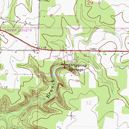 Topographic Map of Dripping Springs, OK