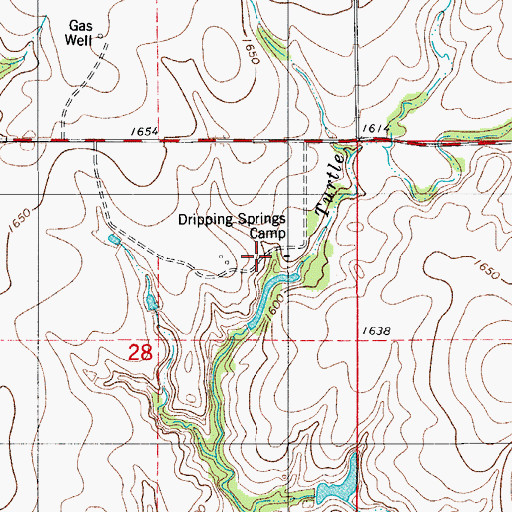 Topographic Map of Dripping Springs Camp, OK
