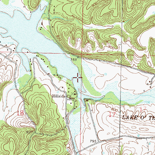 Topographic Map of Drowning Creek, OK