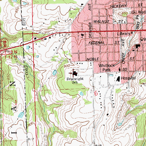 Topographic Map of Bradley Elementary School, OK