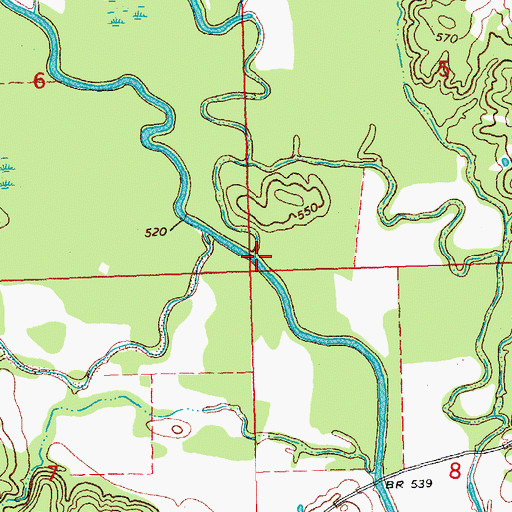 Topographic Map of Dry Boggy Creek, OK