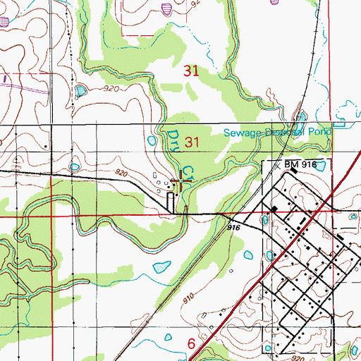 Topographic Map of Dry Creek, OK
