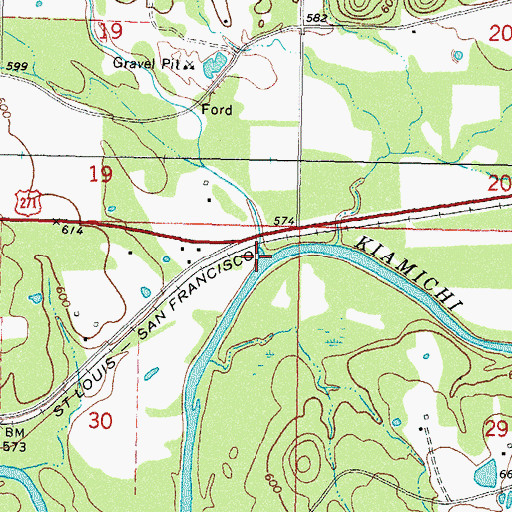 Topographic Map of Dry Creek, OK