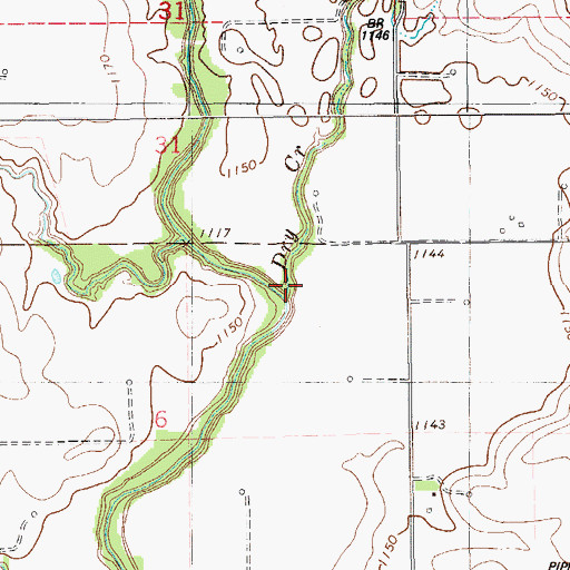 Topographic Map of Dry Creek, OK
