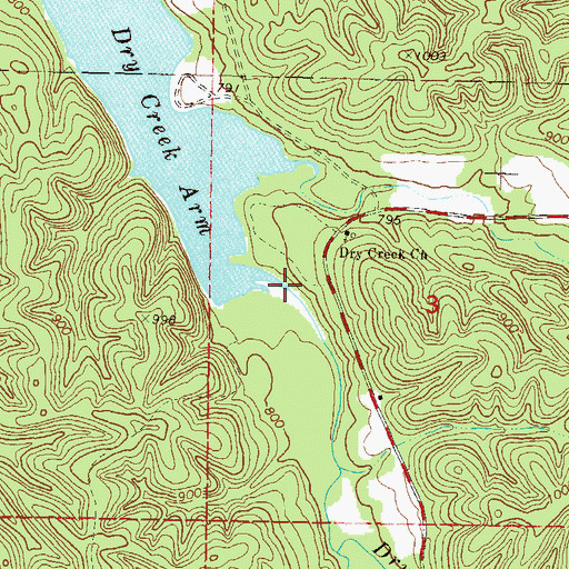 Topographic Map of Dry Creek, OK
