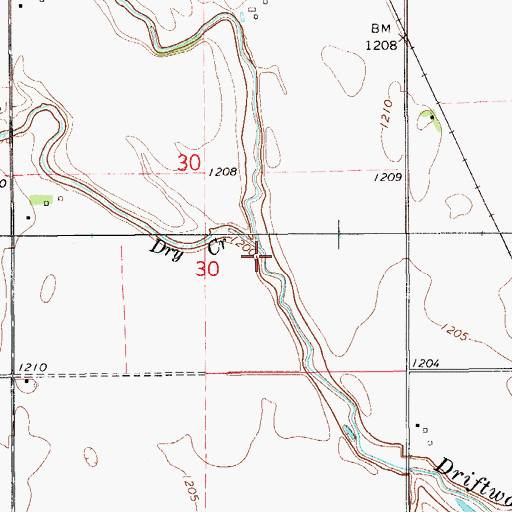 Topographic Map of Dry Creek, OK