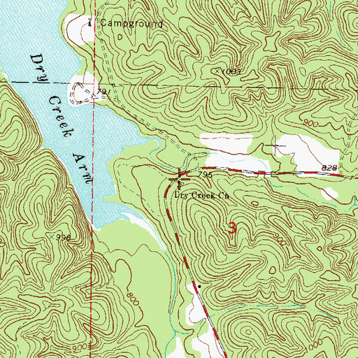 Topographic Map of Dry Creek Church, OK