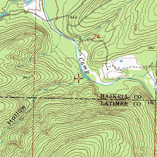 Topographic Map of Dry Creek Hollow, OK