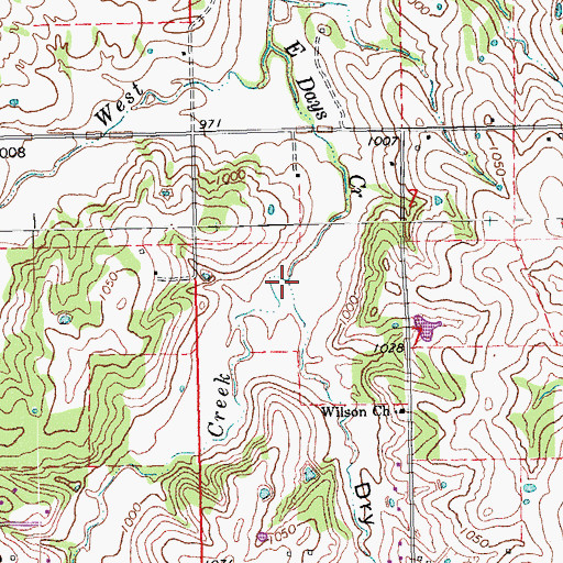 Topographic Map of Dry Hollow, OK