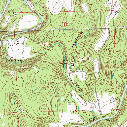 Topographic Map of Dry Hollow, OK