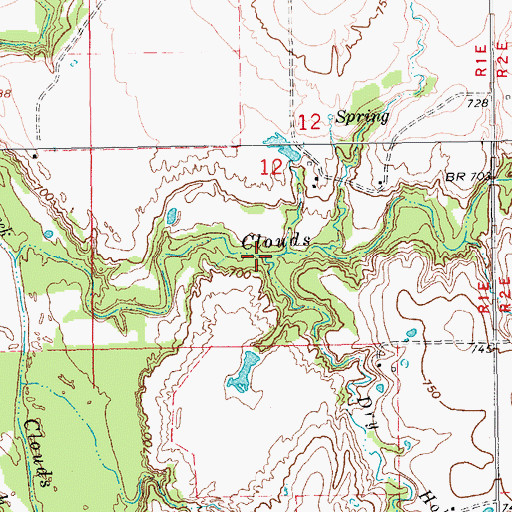 Topographic Map of Dry Hollow Creek, OK