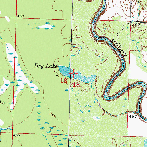 Topographic Map of Dry Lake, OK