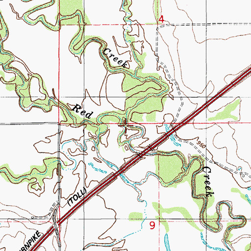 Topographic Map of Dry Red Creek, OK