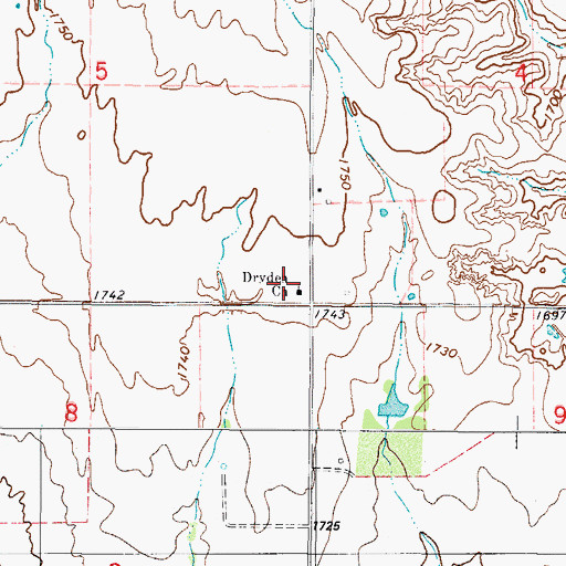Topographic Map of Dryden Church (historical), OK