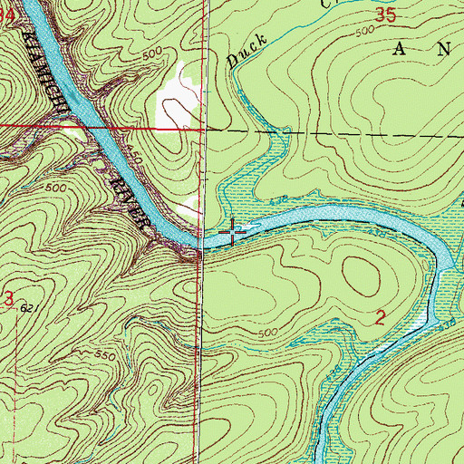 Topographic Map of Duck Creek, OK