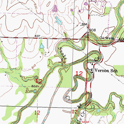 Topographic Map of Duck Creek, OK