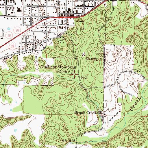 Topographic Map of Duffield Memorial Cemetery, OK