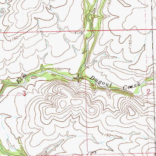 Topographic Map of Dugout Creek, OK